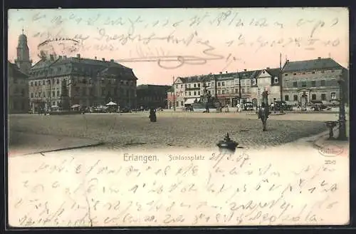 AK Erlangen, Schlossplatz mit Marktständen