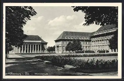 AK Oldenburg i. O., Gartenanlage am Ministerium