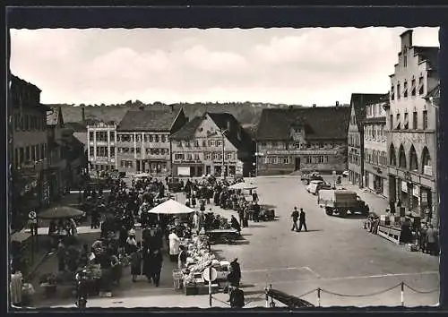 AK Göppingen, Schillerplatz aus der Vogelschau