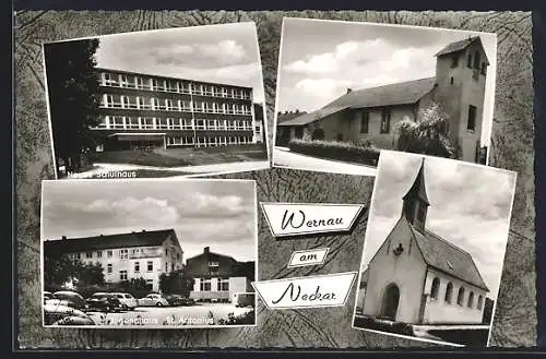 AK Wernau / Neckar, Neues Schulhaus, Jugendhaus St. Antonius, Kirche