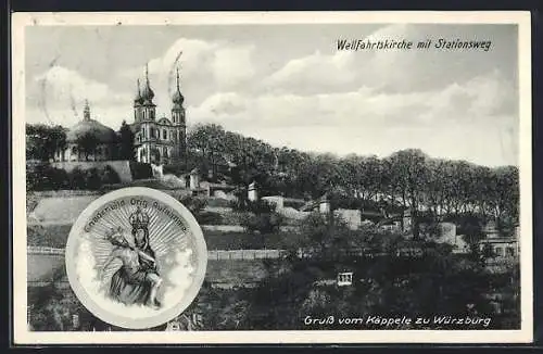 AK Würzburg, Käppele, Wallfahrtskirche mit Stationsweg, Gnadenbild