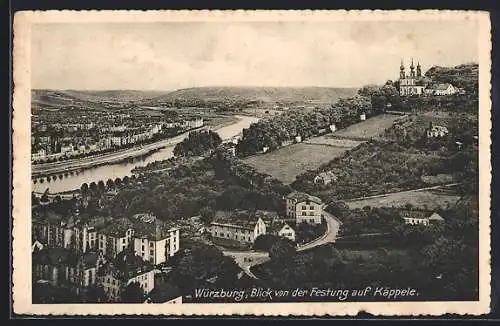 AK Würzburg, Blick von der Festung auf Käppele