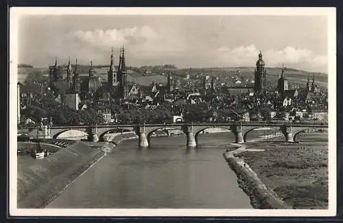 AK Würzburg, Teilansicht mit Kirche