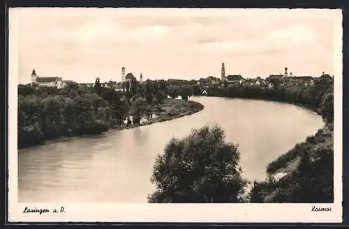 AK Lauingen a. D., Panorama mit Kirche