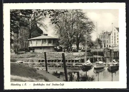 AK Oldenburg i. Old., Yachthafen und Stautor-Café