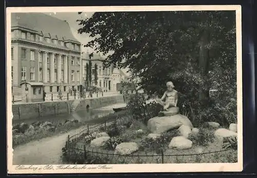 AK Oldenburg i. Old., Fischerknabe am Stau