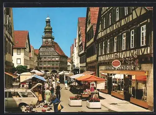 AK Kirchheim /Teck, Strassenpartie mit Markt und Apotheke Schneider