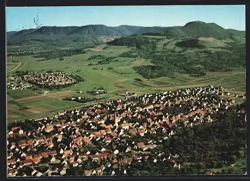 AK Dettingen u. Teck, Fliegeraufnahme der Ortschaft