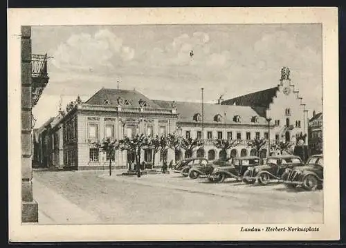 AK Landau / Pfalz, Parkende Autos auf dem Herbert-Norkusplatz