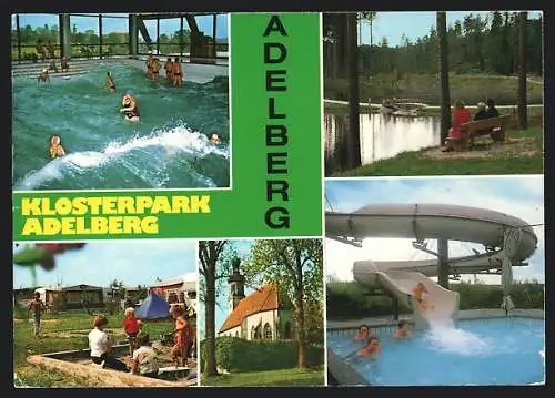 AK Adelberg, Klosterpark Adelberg, Wasserpark mit Badegästen