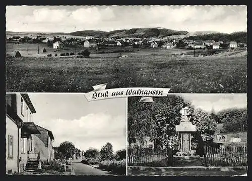 AK Walhausen / Nohfelden, Strassenpartie, Kriegerdenkmal, Ortspanorama