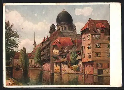 Künstler-AK Nürnberg, Insel Schütt