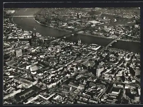 AK Köln, Teilansicht mit Rhein, Fliegeraufnahme