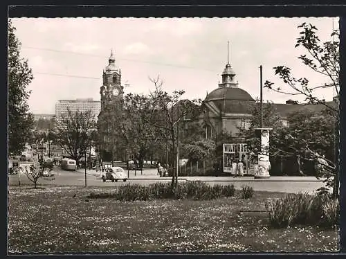 AK Wiesbaden, Ortspartie mit Hauptbahnhof u. Statistischem Bundesamt