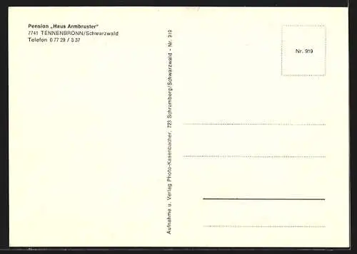 AK Tennenbronn /Schwarzwald, Pension Haus Armbruster mit Strasse aus der Vogelschau