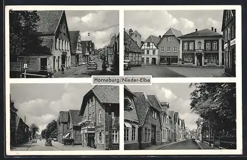 AK Horneburg /Nieder-Elbe, Gasthaus zum Lindenhof, Klugs Hotel und Strassenpartien