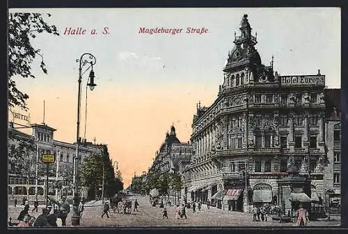 AK Halle a. S., Hotel Europa in der Magedburger Strasse