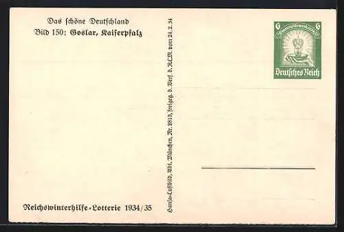 AK Goslar, Kaiserpfalz aus der Vogelschau, Ganzsache WHW Winterhilfswerk 1934 /35