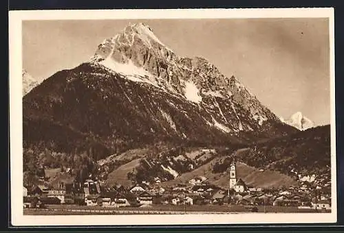 AK Mittenwald, Gesamtansicht gegen Wetterstein, Ganzsache WHW Winterhilfswerk