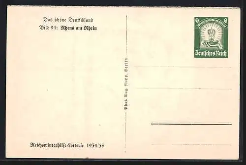 AK Rhens am Rhein, Fachwerkhaus mit Strassenpartie, Ganzsache WHW Winterhilfswerk 1934 /35