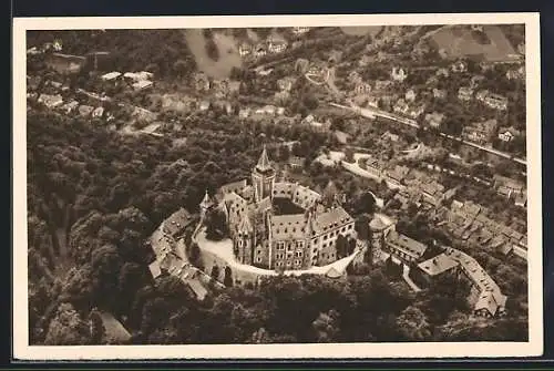 AK Wernigerode, Fliegeraufnahme mit Schloss, Ganzsache WHW Winterhilfswerk 1934 /35