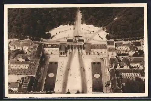 AK Berlin-Tiergarten, Brandenburger Tor, Luftbild, Ganzsache WHW Winterhilfswerk 1934-35