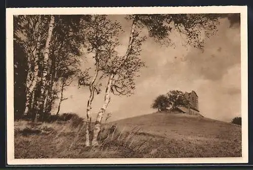 AK Göhren auf Rügen, Kirche mit Feld, Ganzsache WHW Winterhilfswerk 1934-35