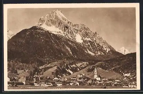 AK Mittenwald, Blick gegen den Wetterstein, Ganzsache WHW Winterhilfswerk 1934 /35