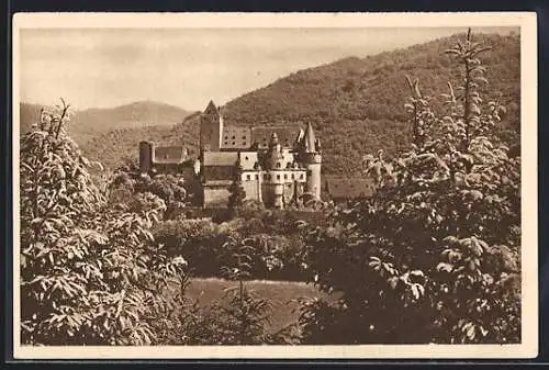 AK Sankt Johann, Blick auf Schloss Bürresheim, Ganzsache WHW Winterhilfswerk 1934 /35