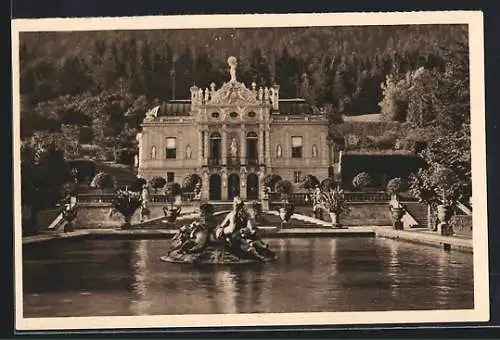 AK Linderhof, Schloss mit Anlagen, Ganzsache WHW Winterhilfswerk 1934 /35