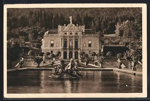 AK Linderhof, Schloss mit Garten, Ganzsache WHW Winterhilfswerk 1934 /35