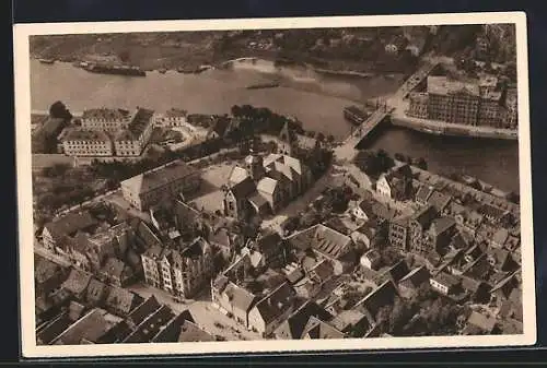 AK Hameln an der Weser, Luftbild der Innenstadt, Ganzsache WHW Winterhilfswerk 1934 /35