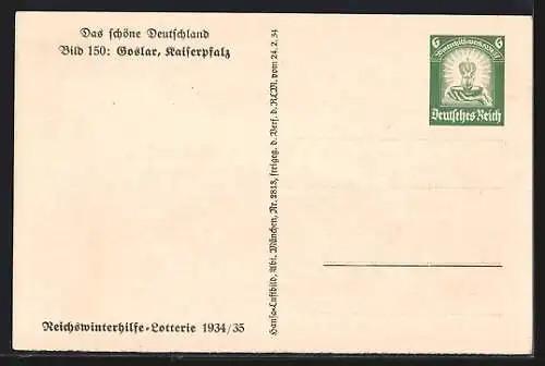 AK Goslar, Kaiserpfalz aus der Vogelschau, Ganzsache WHW Winterhilfswerk 1934 /35