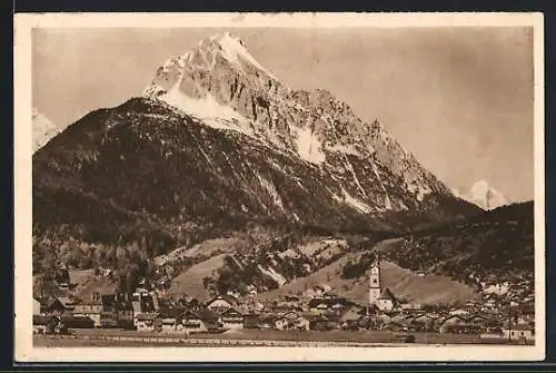 AK Mittenwald, Blick gegen den Wetterstein, Ganzsache WHW Winterhilfswerk 1934 /35