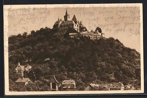 AK Wernigerode, Blick hoch Schloss, Ganzsache WHW Winterhilfswerk 1934 /35