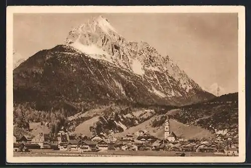 AK Mittenwald, Blick zum Wetterstein, Ganzsache WHW Winterhilfswerk 1934 /35