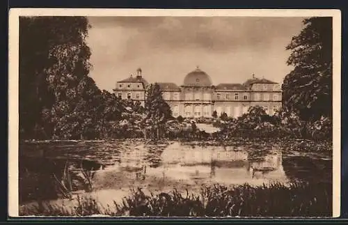 AK Poppelsdorf, Schloss mit Uferpartie, Ganzsache WHW Winterhilfswerk 1934 /35