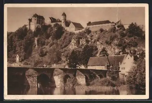 AK Harburg /Wörnitz, Blick auf die Burg, Ganzsache WHW Winterhilfswerk 1934/35