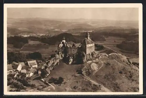 AK Hersbruck /Mfr., Burg Hohenstein aus der Vogelschau, Ganzsache WHW Winterhilfswerk 1934/35