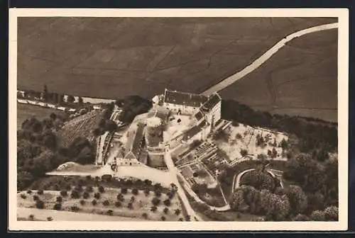 AK Hammelburg a. Saale, Burg Saaleck aus der Vogelschau, Ganzsache WHW Winterhilfswerk 1934 /35