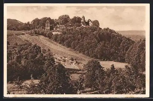 AK St. Martin / Rheinpfalz, Die Kropsburg aus der Vogelschau, Ganzsache WHW Winterhilfswerk 1934/35