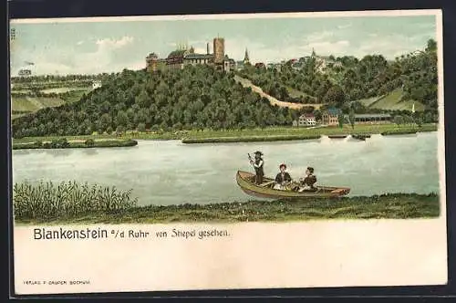 Lithographie Blankenstein / Ruhr, Ansicht vom Stiepel aus