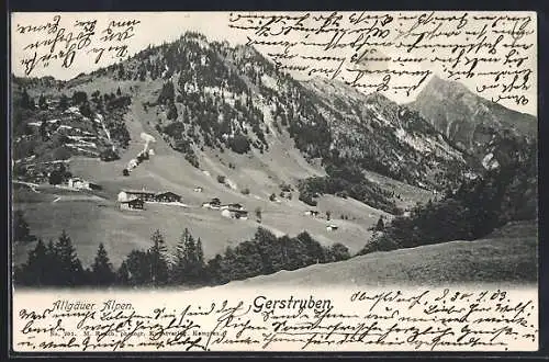 AK Gerstruben /Allgäuer Alpen, Panorama der Berge