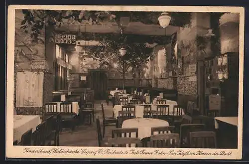 AK Leipzig, Gasthaus Waldschänke, Reichsstrasse 16, Innenansicht
