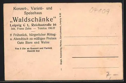 AK Leipzig, Gasthaus Waldschänke, Reichsstrasse 16, Innenansicht