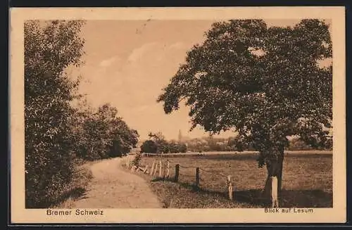 AK Lesum /Bremer Schweiz, Ortsansicht aus der Ferne