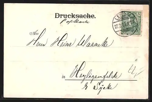 AK Burgdamm, Geschäftskarte der Firma G. R. de Vries & Co.