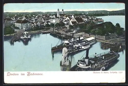 AK Lindau im Bodensee, Ortsansicht aus der Vogelschau