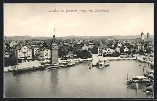 AK Lindau / Bodensee, Hafenansicht vom Leuchtturm aus