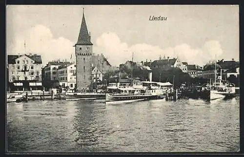 AK Lindau / Bodensee, Dampfer mit Besuchern